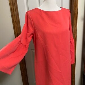 Banana Republic Pink Sheath Dress with Long Bishop Sleeves and Bateau Neckline